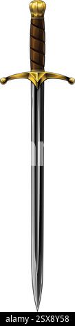 Mittelalterliche Ritterschwerter Illustration Im Vintage-Stil Stock Vektor