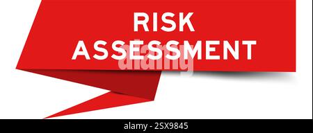 Rotes Sprachbanner mit Wort „Risikobeurteilung“ auf weißem Hintergrund Stock Vektor