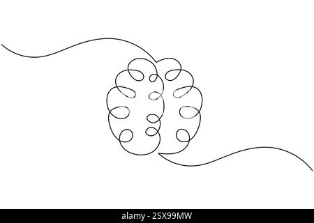 Menschliches Gehirn durchgehende einzeilige Zeichnung und minimalistischer Stil isolieren Umrissvektor-Illustration Stock Vektor