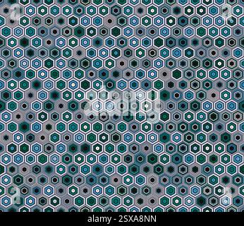 Abstraktes Mosaik-Sechseckformen Hintergrund. Geometrische Formen in unterschiedlichem Stil und Farbe. Geometrische Sechskantformen. Tileable-Muster. Stock Vektor