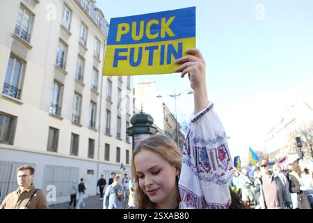 Paris, Frankreich am 23. februar 2025, Protest gegen den Krieg in der Ukraine. Crédit Francois Loock/Alamy Live News Stockfoto