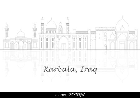 Umrissene Skyline Panorama der Stadt Karbala, Irak - Vektordarstellung Stock Vektor