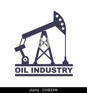 Symbol für schwarze Ölplattform zum Pumpen von Öl. Flache Abbildung Stock Vektor