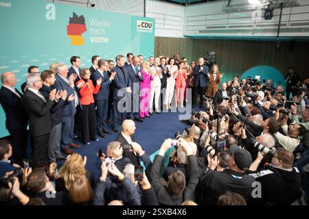 Berlin, 23. februar 2025 Friedrich Merz bei der CDU-Wahlnacht nach der Bundestagswahl. Felix Wolf/Alamy Live News Stockfoto
