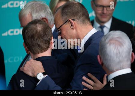 Berlin, 23. Februar 2025 Friedrich Merz bei der CDU-Wahlnacht nach der Bundestagswahl. Felix Wolf/Alamy Live News Stockfoto