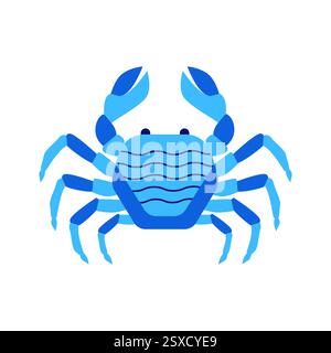 Blaue Krabbe im flachen Stil Stock Vektor