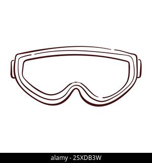 Schutzbrille Icon für die Bauindustrie im Line-Art-Stil. Handgezeichnete Schutzbrille für Eisenwarenlager isoliert auf weißem Hintergrund. Stock Vektor