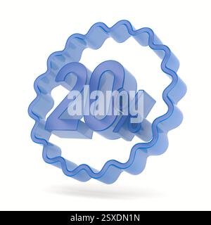 20 Prozent auf weißem Hintergrund. Isolierte 3D-Darstellung Stockfoto