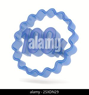 Hundert Prozent auf weißem Hintergrund. Isolierte 3D-Darstellung Stockfoto