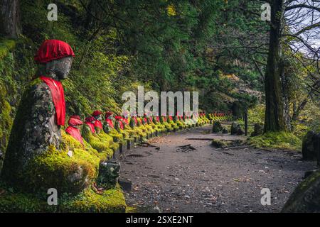 Foto von Jizo Bosatsu Statuen in Nikko (Kanmangafuchi Abgrund) Stockfoto