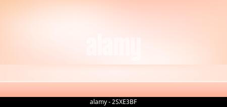 Hintergrund rosa Regal Studio, pastellfarbene Pfirsichraum Raum Tischplatte, Vektor-Illustration. Limbo-Arbeitsplatte im Hintergrund Stock Vektor