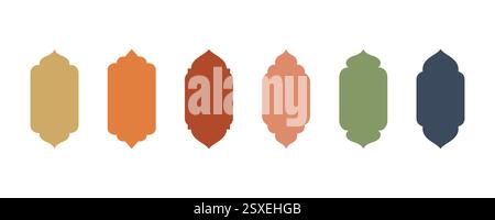 Set aus islamischem Fensterrahmen in flachem Stil, arabischem Rahmen im orientalischen Stil islamisches eid- und ramadan-Design. Vektorabbildung Stock Vektor