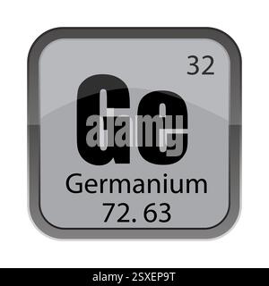 GE-Germanium-Symbol. Nummer 32 Detail. Gewicht 72,63 Hinweis. Symbol für Vektor-Wissenschaft. Stock Vektor