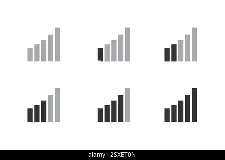 Internetanzeige für Mobilfunknetzwerk und Antennenstatus. Vektor-isolierte Symbole – Materialdarstellung Stock Vektor