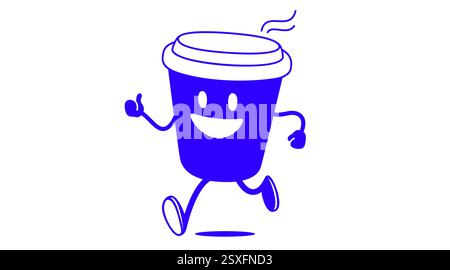 Kaffeetasse, lustiges Charaktermaskottchen Stock Vektor