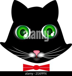 Schwarzer Katzenkopf. Stock Vektor