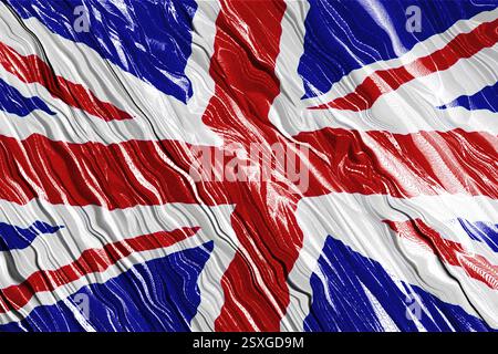 Glänzende Seidenstruktur mit „Great Britain Flag“-Design. Stock Vektor