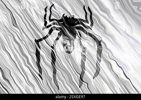 Symbolisch für einen fiktiven Superhelden namens Spiderman, mit gewellter Seidenstruktur. Stock Vektor