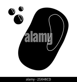 Schwarze Silhouette der festen Handreinigung Seifenstange mit Blasen, Glyphe Symbol flache Vektor-Illustration Stock Vektor