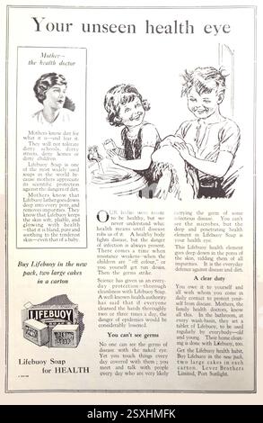 Vintaeg Werbespot für Lifebuoy Soap, 1925 Stockfoto