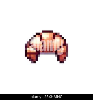 Pixel Croissant-Symbol. Croissant-Logo im Pixel-Stil 80er, 90er Jahre Croissant Pixel für Spiele, Websites, Animationen. Symbol für 8-Bit-Backen. Vector Vintage Retro Stock Vektor