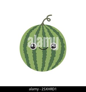 Wassermelone mit lächelndem Gesicht. Vektor-Cartoon-Illustration Stock Vektor