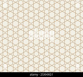 Geometrisches sechseckiges Muster in Goldlinie. Einfache abstrakte Textur für verschiedene Grafikdesigns. Vektor Stock Vektor