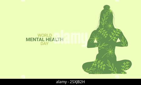 Geistige Gesundheit Bewusstsein Monat Design Layout Banner. Entwicklung von Stressbewältigungsfähigkeiten. Vektorabbildung. Stock Vektor