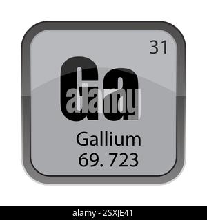 Symbol Gallium GA. Nummer Eins. Mass 69,723 Detail. 69 Punkt sieben zwei drei. Stock Vektor