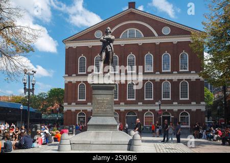 Das historische Backsteinhaus Faneuil Hall Marketplace am Freedom Trail, Boston, Massachusetts, USA Stockfoto