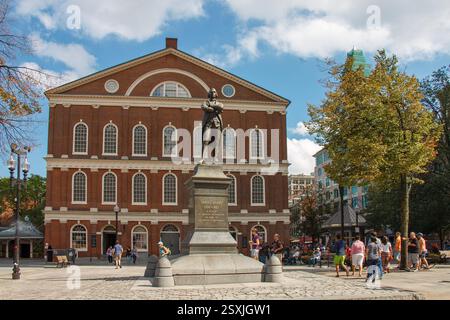 Das historische Backsteinhaus Faneuil Hall Marketplace am Freedom Trail, Boston, Massachusetts, USA Stockfoto