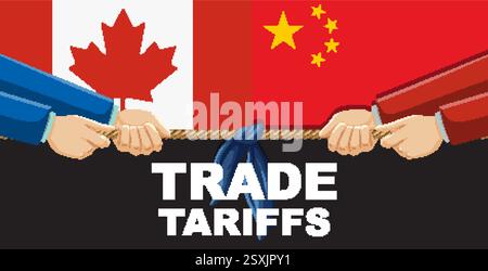 Darstellung der Handelsspannungen zwischen Kanada und China Stock Vektor