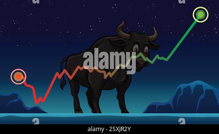 Darstellung des bullischen Trends auf dem Kryptomarkt Stock Vektor