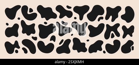 Freiformsatz. Sammlung handgezeichneter abstrakter, unregelmäßiger Blobs. Trendiges minimales Design. Illustration des flachen Vektors Stock Vektor