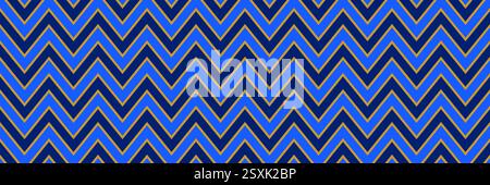 Nahtloses Zick-Zack-Chevron-Muster. Blauer geometrischer Hintergrund für Designtextilien, Stoffmuster, Schal, Druckvorlage. Marineblaue Hintergrundbilder. Vektorhintergrund für männlichen Hintergrund Stock Vektor