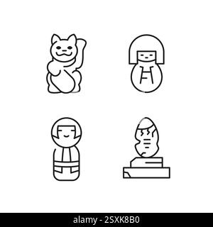 Asiatische Spielzeuge Icons Set Stock Vektor