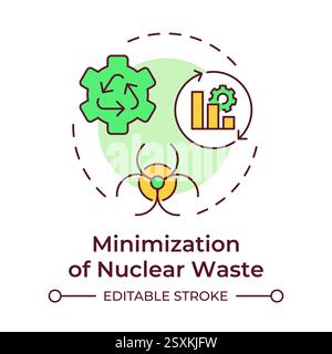 Minimierung nuklearer Abfälle mehrfarbiges Konzeptsymbol Stock Vektor