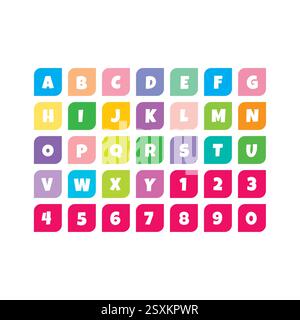 Alphabet und Zahlen Icon Vektor Illustration helle Farben und lustiges Design für Bildung und Kinder Stock Vektor