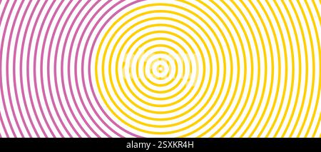 Violettes und gelbes konzentrisches Kreismuster mit wechselnden Kreisen Stock Vektor