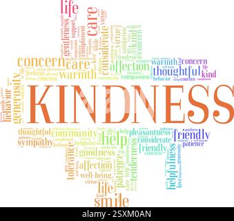 Freundlichkeit Vektor Illustration Wort Wolke isoliert auf einem weißen Hintergrund. Stock Vektor