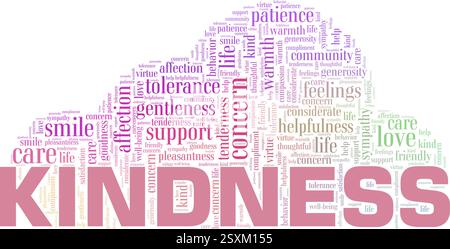 Freundlichkeit Vektor Illustration Wort Wolke isoliert auf einem weißen Hintergrund. Stock Vektor