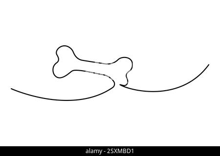 Die kontinuierliche Einzeilenzeichnung des Hundeknochens mit einfacher Konturvektorkonstruktion Stock Vektor