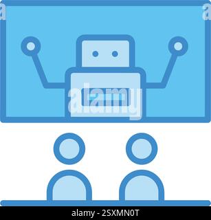 KI in der Ausbildung Roboter Lehrer Symbol Stock Vektor