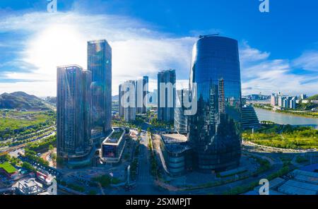 Luftkulisse der Freihandelszone Hengqin, Stadt Zhuhai, Provinz Guangdong, China Stockfoto