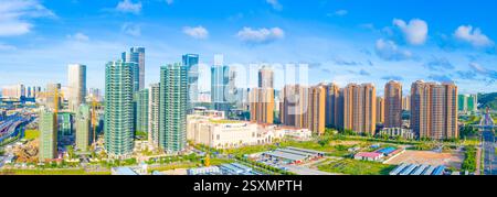 Luftkulisse der Freihandelszone Hengqin, Stadt Zhuhai, Provinz Guangdong, China Stockfoto