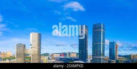 Luftkulisse der Freihandelszone Hengqin, Stadt Zhuhai, Provinz Guangdong, China Stockfoto