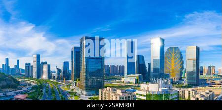 Luftkulisse der Freihandelszone Hengqin, Stadt Zhuhai, Provinz Guangdong, China Stockfoto