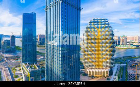 Luftkulisse der Freihandelszone Hengqin, Stadt Zhuhai, Provinz Guangdong, China Stockfoto