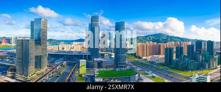 Luftkulisse der Freihandelszone Hengqin, Stadt Zhuhai, Provinz Guangdong, China Stockfoto