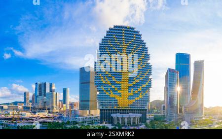 Luftkulisse der Freihandelszone Hengqin, Stadt Zhuhai, Provinz Guangdong, China Stockfoto